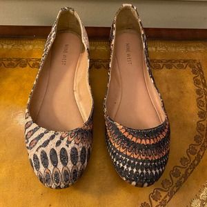 Nine West Aztec Tribal Almond Toe Ballet Flats